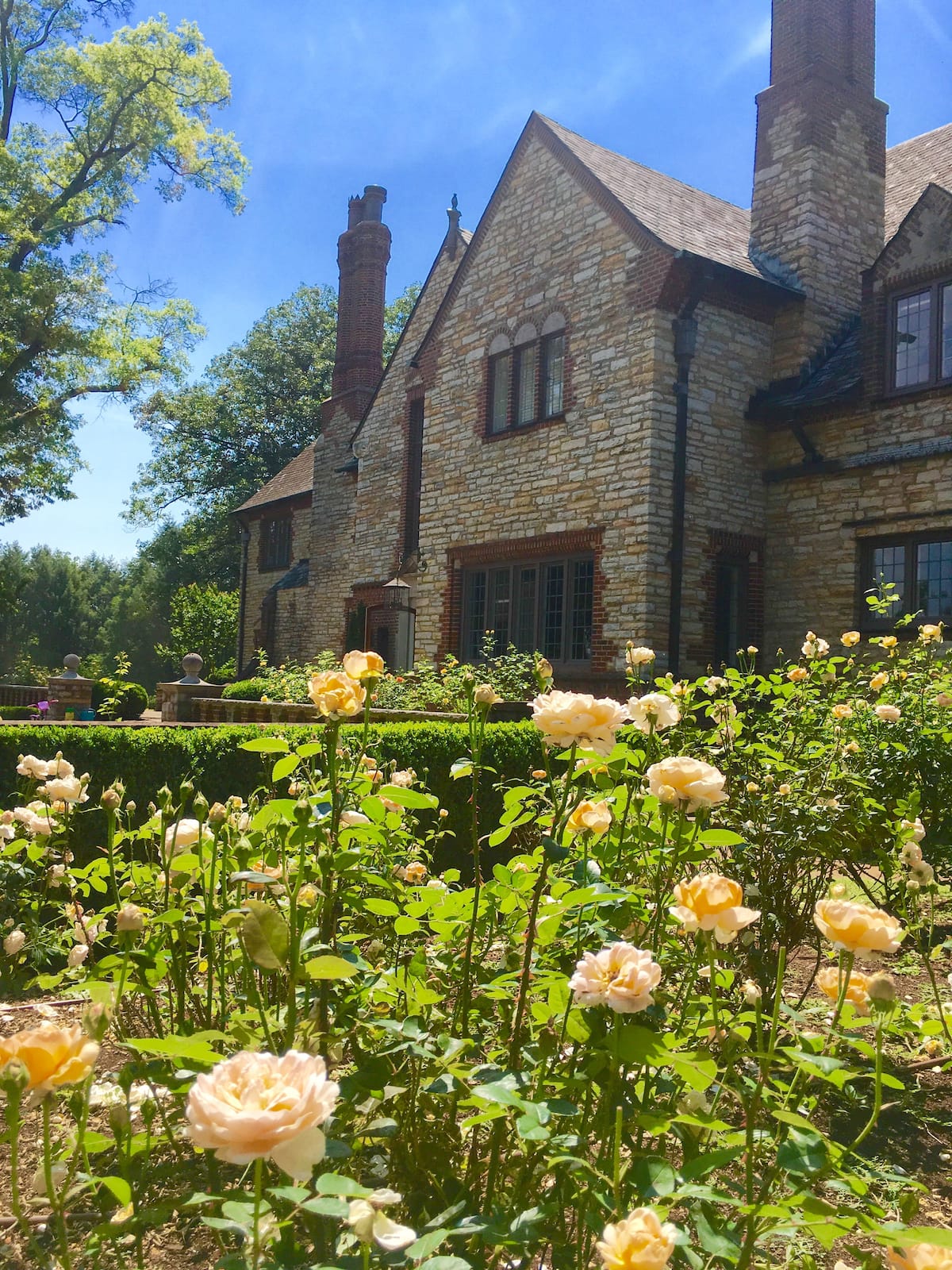 Estate exterior with roses
